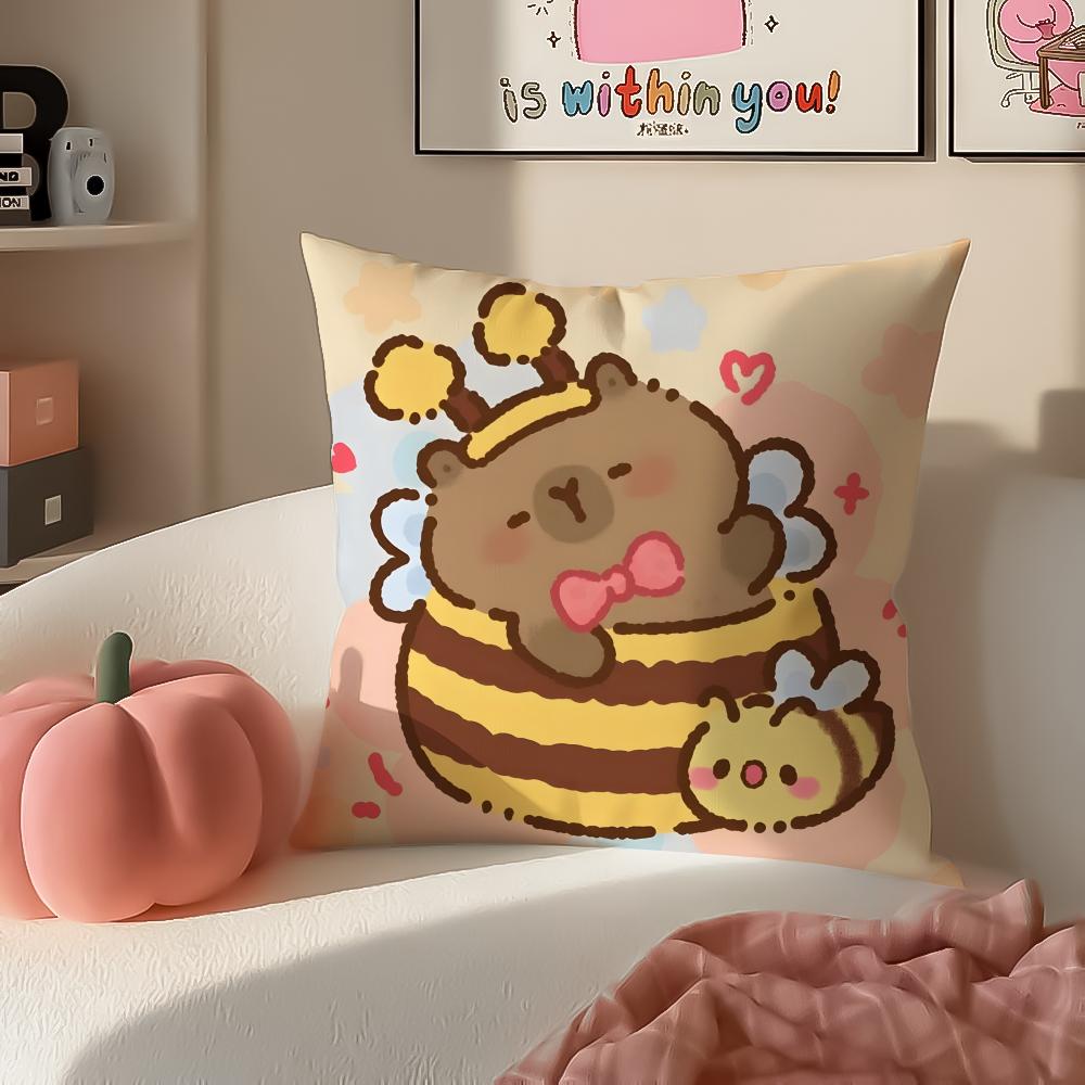 cute funny Kapibala Cushion Cover Pillowcase Short Plush Invisible zipper Room Sofa Cushion Cover