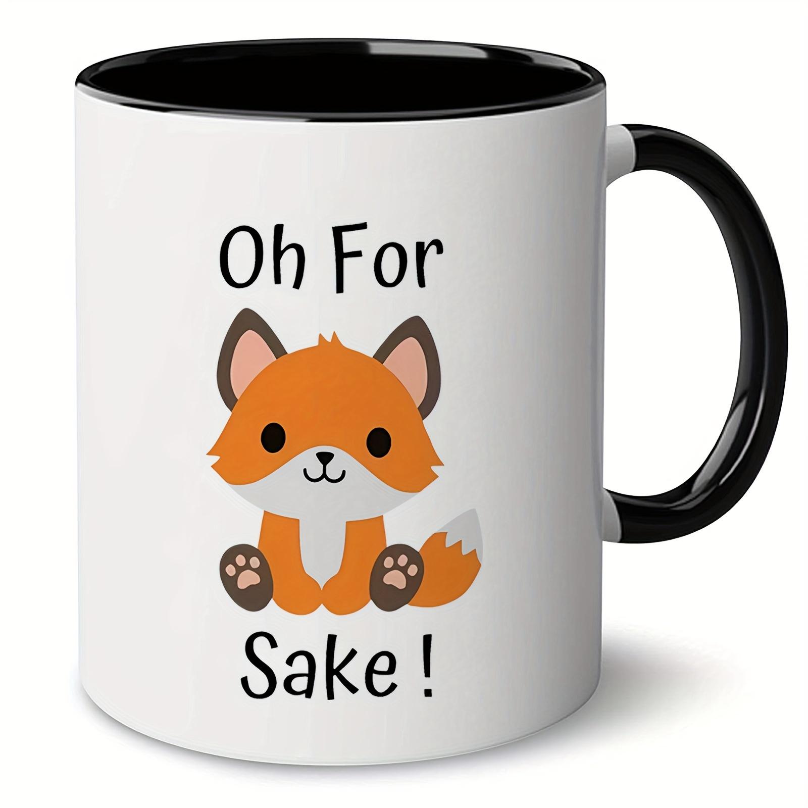 11oz Ceramic Coffee Sublimation Mug Cute Little Fox Pattern Ceramic Water Cup Mug Coffee Mug Kitchen Drinkware Holiday Gifts Mug 325ml чёрный