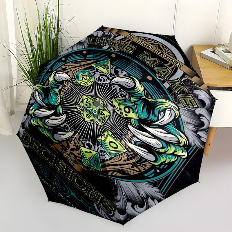 

Dice, Decisions Themed Automatic Opening and Closing Umbrella, Compact Travel Umbrella, Lightweight and Portable, Suitable for Beach Commuti