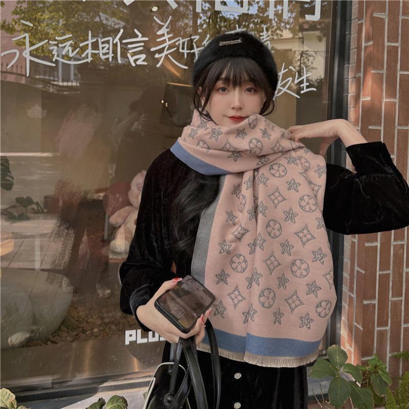 Winter imitation cashmere scarf women's high-end feeling air-conditioned room length outer shawl scarf