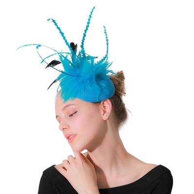 British Fashion Hemp Yarn Feather Top Hat Headgear Company Annual Meeting Party Hat Hair Accessories