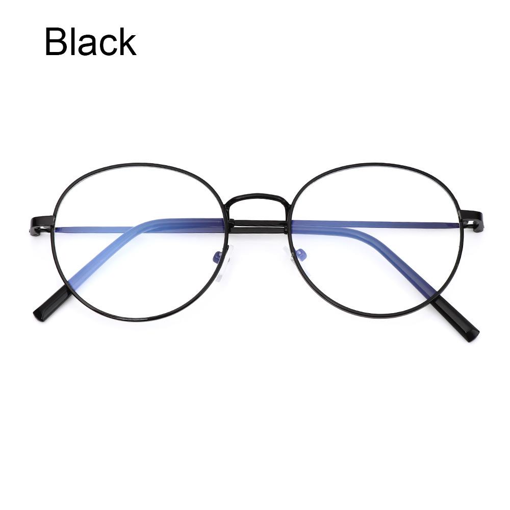 Fashion Women Anti-Blue Light Glasses Men Classic Metal Round Oversized Frame Eyeglasses Optical Lenses Office Computer Glasses
