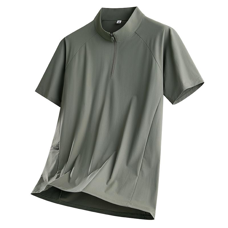 

Seamless Ice Silk POLO Shirt Quick-drying Thin Transparent Ice Silk Casual Short Sleeve 2XL зелёный
