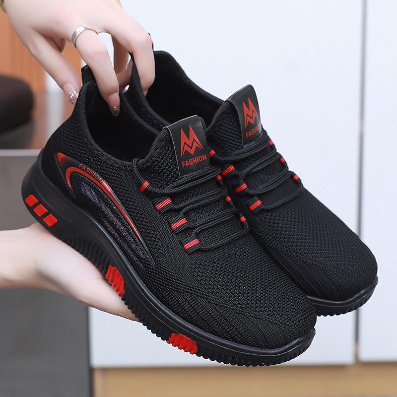 Women's Old Beijing Flyknit Non-slip Walking Shoes - Soft Sole, Lightweight Casual Footwear for Kitchen, Work, and Everyday Use.