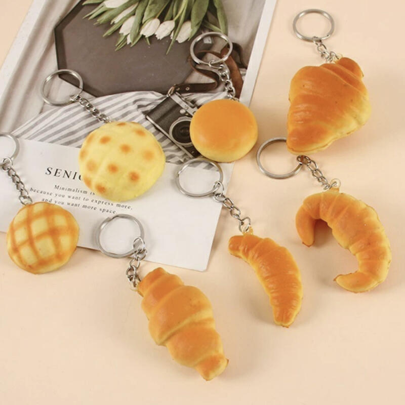 8 types of soft bread-shaped keychain squishy soft melon bread salt bread