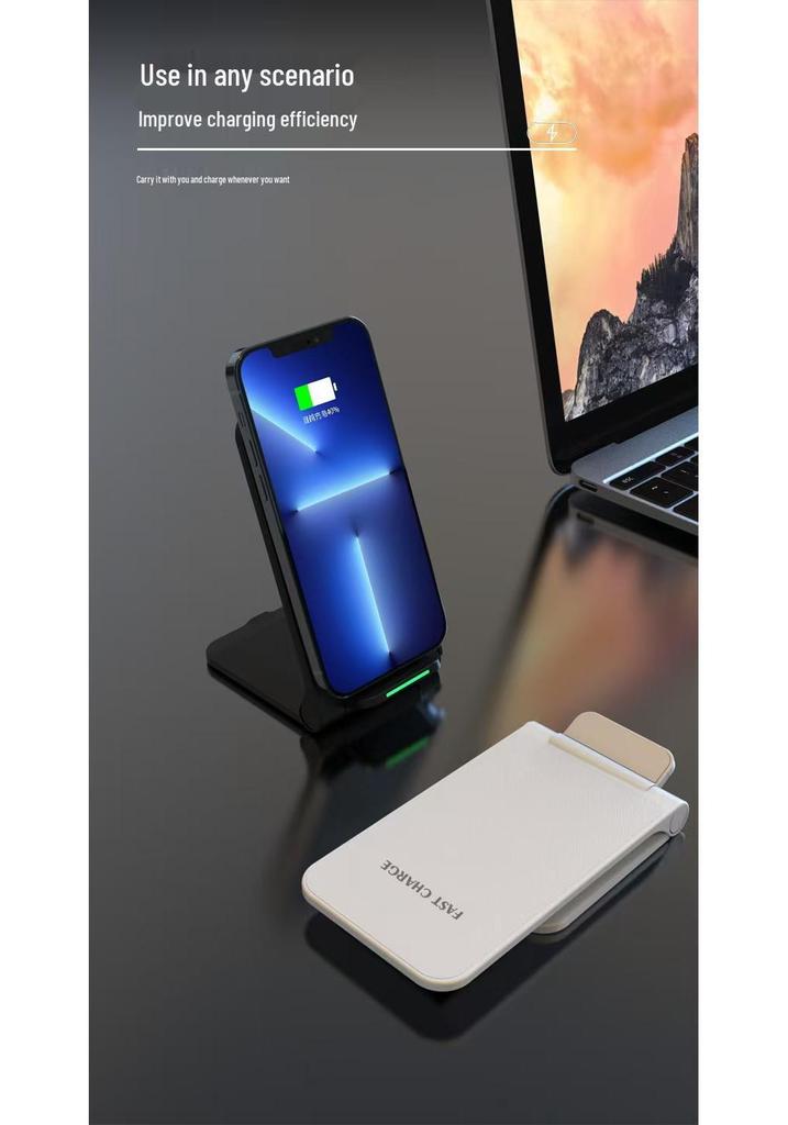 Folding Desktop Fast Wireless Charger for Apple and Huawei Phones
