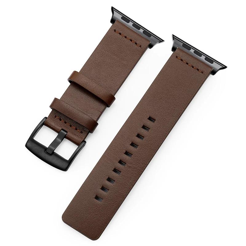 Simple Genuine Leather Straps for Apple Watch Series 9 8 7 6 SE 5 4 3 Bracelet 38/40/41mm 42/44/45mm Watchbands for Iwatch Strap