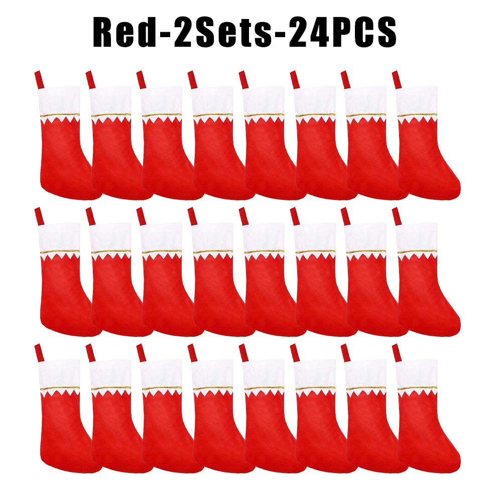 Christmas Stocking Decorations for Tree Hanging Fillable Holiday Candy Sock Gift Bags Large Red Xmas Stockings Festive Supplies