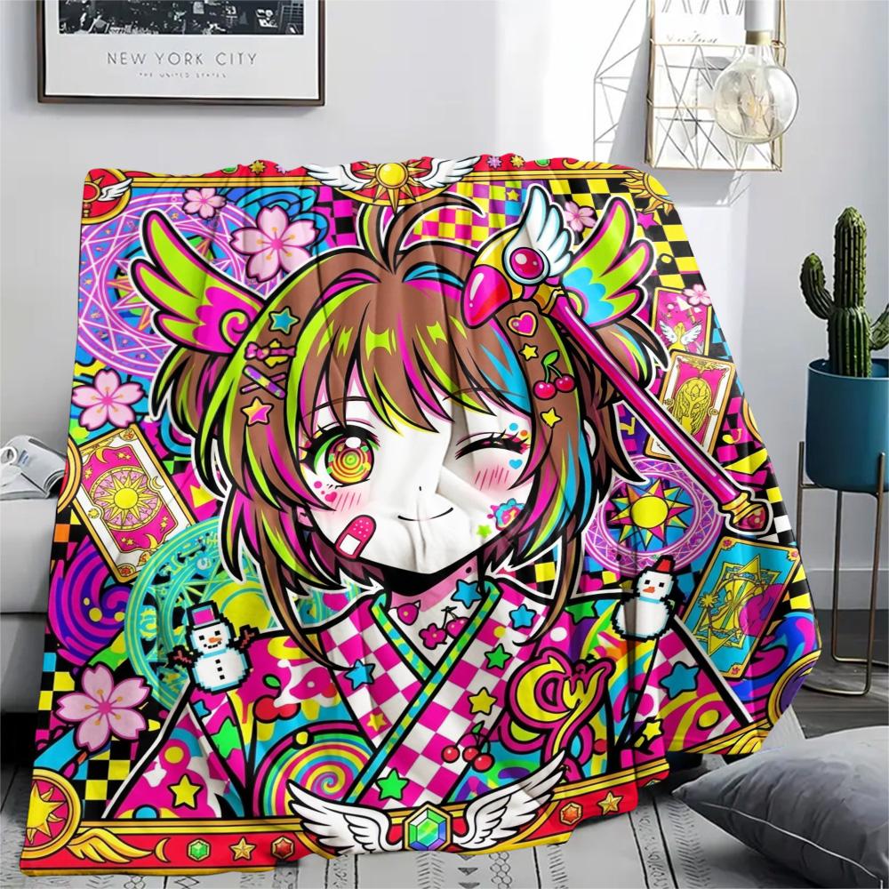 Cardcaptor Sakura Flannel Blanket Print Comfortable Warm Cozy Style for Indoor Bedroom Picnic Chair Sofa.-TING