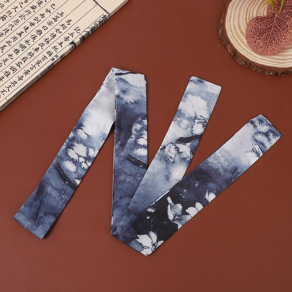 "Frühling Neu Antiker Stil Druck Seidenschal & Chinesisches Band Haarband"