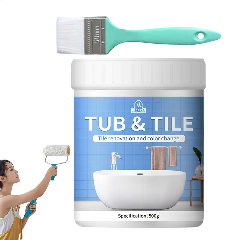 500g Bathroom Tile Paint Kit Water Based Quick-Dry Bath Refinishing Kit Bathtub Cover-up Kit Water Based for Bathtubs Sinks