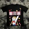 Unisex Trendy Hip Hop Couple Casual Streetwear Short Sleeve T-Shirt, 90s Vintage Sailor Moon Anime Graphic Summer Cotton Top T-Shirt