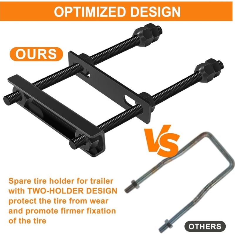 Reinforced Spare Tire Mounting Bracket with Double Washer Defense 120 Pound Load Capacity Waterproof for Trailers