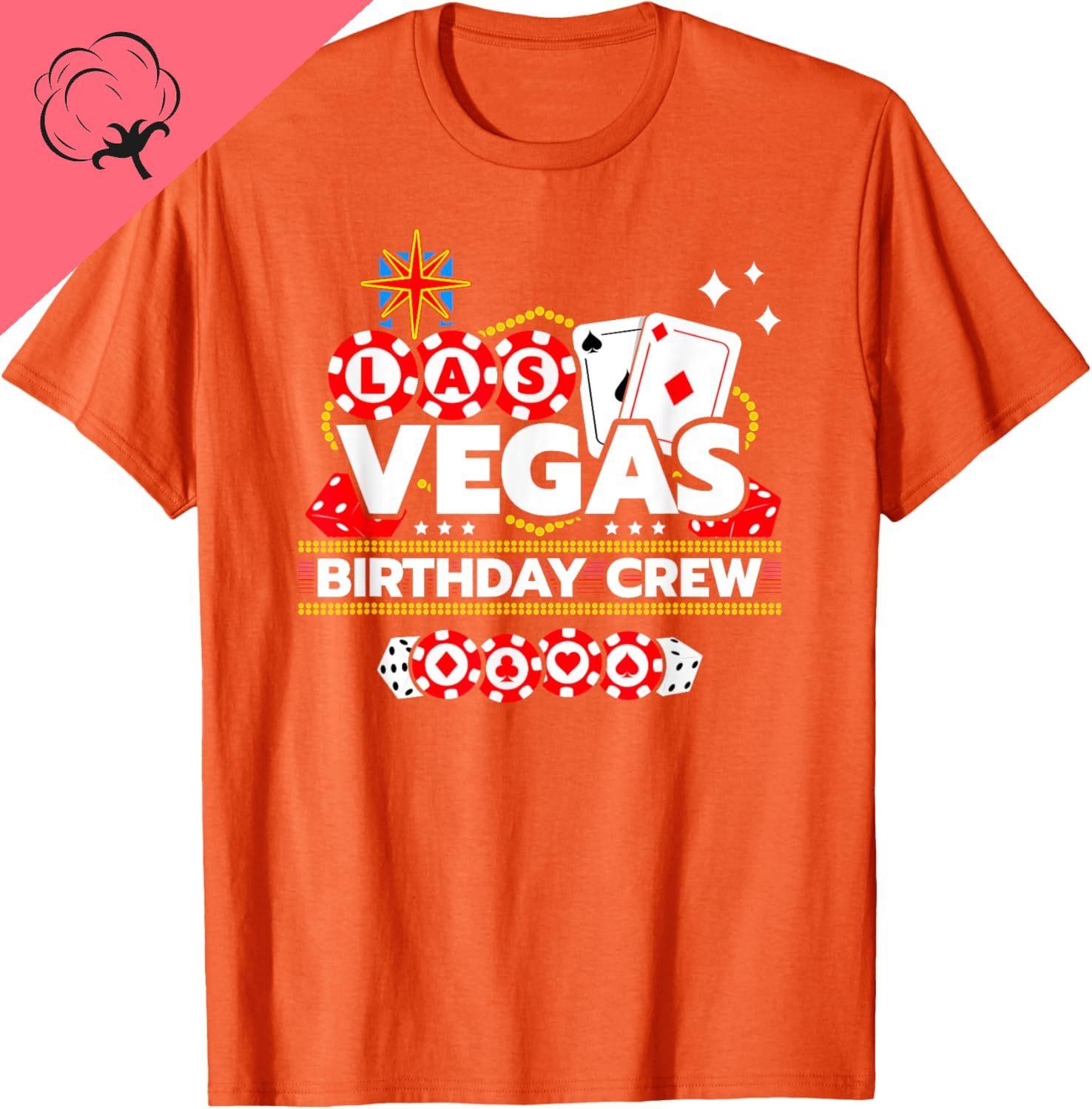 Las Vegas Birthday Party Unisex Adults TShirt Short Sleeve CrewNeck Modern Casual Themed Graphic TShirts Cotton Classic Cloth S