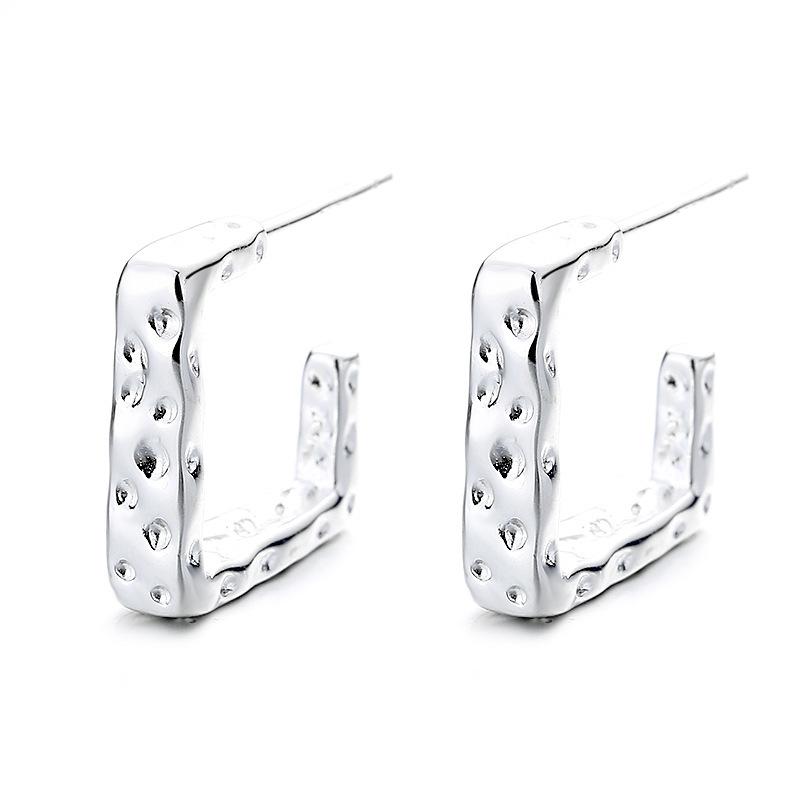 Square Non-specification Stud Earrings Cold Wind Simple Fashion Earrings Concave-convex Water Corrugated Ear Jewelry