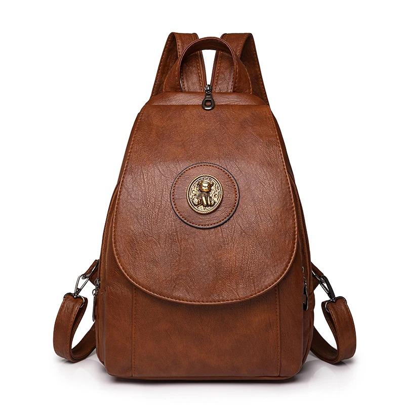 Soft Leather Backpack for Women 2025 New Fashionable Small Backpack Chest Bag Retro Casual Multi-purpose Single Shoulder Bag