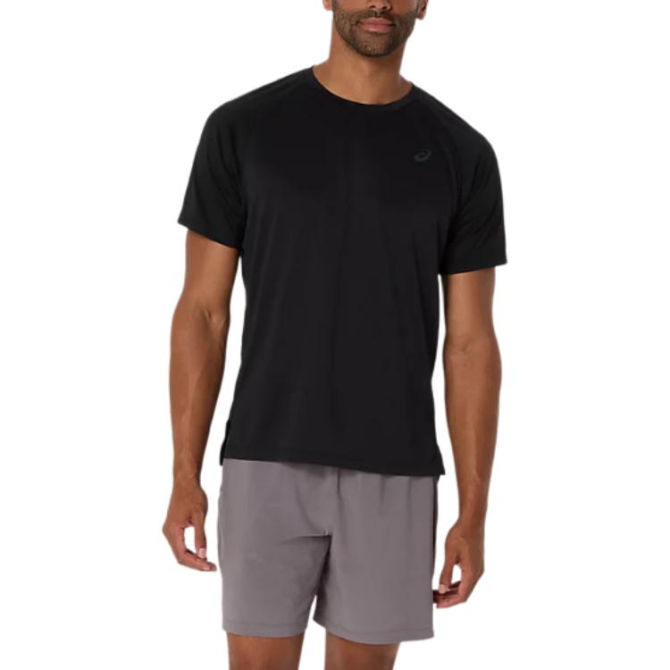 

Asics Solid Color Pullover Round Neck Short Sleeve Raglan T-Shirt Men Tops Black 2031E888-001 S