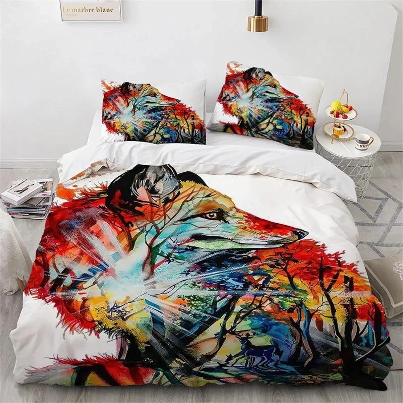 Copripiumino Lupo Microfibra Set Biancheria da Letto Animali Esotici Copripiumino Animali Selvatici Matrimoniale King Queen Per Adolescenti Adulti Decorazione Camera da Letto