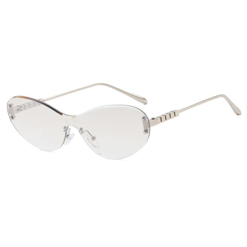 Vintage Cat Eye Sunglasses Women Fashion Retro Rimless Oval Sun Glasses Men Candy Colors Eyewear Brand Designer