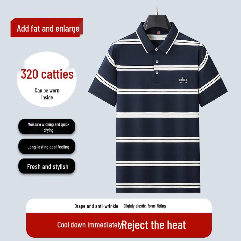 Men s Plus Size Striped Polo Shirt 7XL