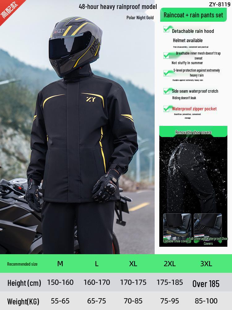 Qi An Ga Mian Adult Reflective Waterproof Cycling Raincoat and Pants Set