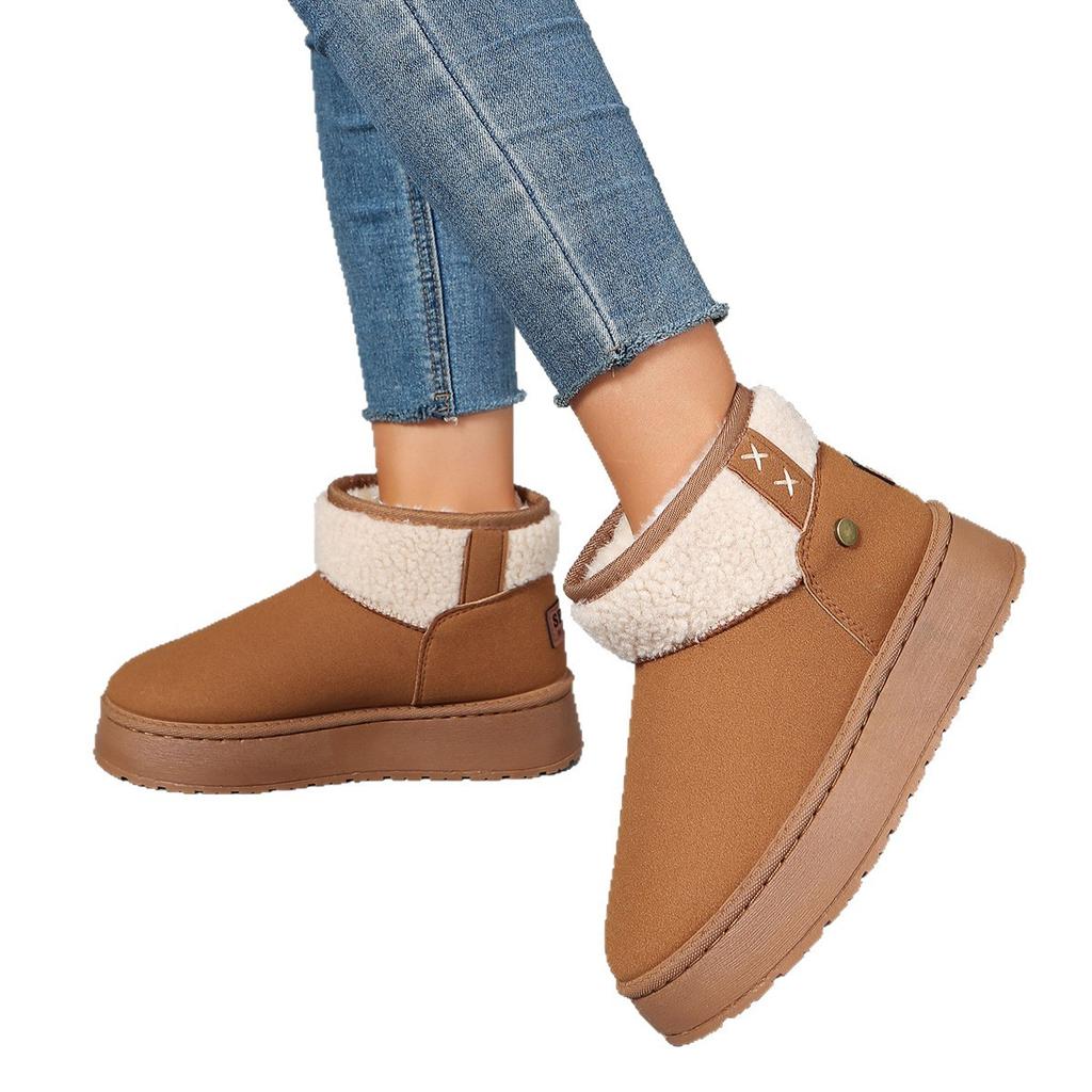 Snow Boots, Autumn and Winter Plus Plus Size Classic Couple Style, Anti Slip, Waterproof, and Plush Thick Low Cut Cotton Shoes