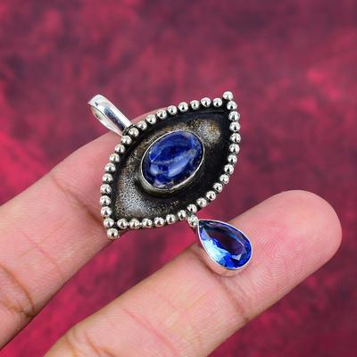 Sodalite, Tanzanite Handmade Gemstone Pendant, 925 Solid Sterling Silver Pendant Antique Jewelry, Pendant For Engagement Gift