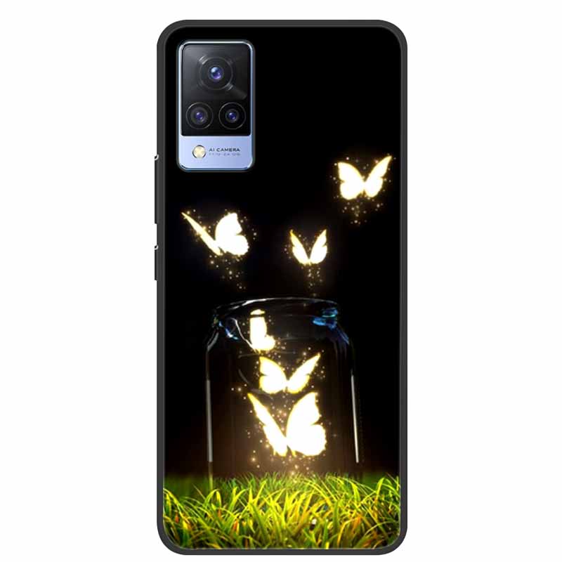 For Vivo S9 V21 V21e Case Black Silicone Back Cover Case For Vivo V21 S9 V21e Phone Cases Cover V 21 e S 9 Funda Coque Cartoon