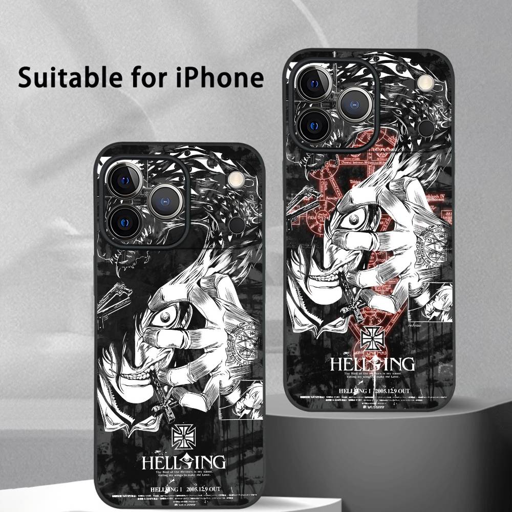Bc Electrical Appliances Black H-Hellsing Anime Cool Phone Case For Iphone 17 16 15 14 13 12 11 Pro Max Plus Mini Frosted Soft Shell Funda