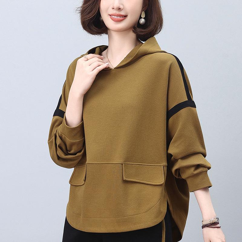 Women's Stylish 2024 Spring/Autumn Age-Reducing Loose Hoodie for Middle-Aged and Petite Fashion