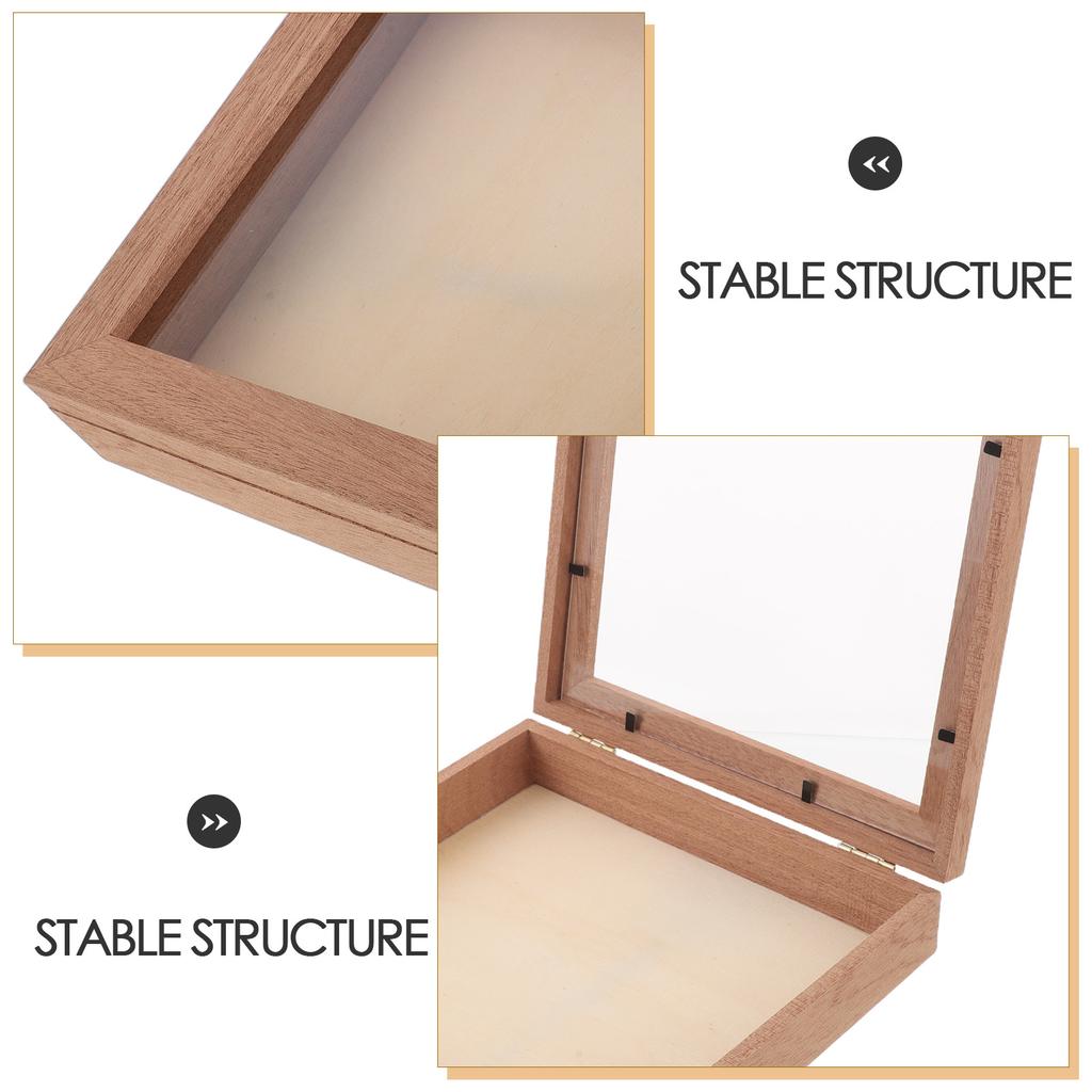 Small Sapele Wooden Storage Box Square Natural Wood Transparent Display Jewelry Organizer Dry Flower Keepsake Butterfly Specimen