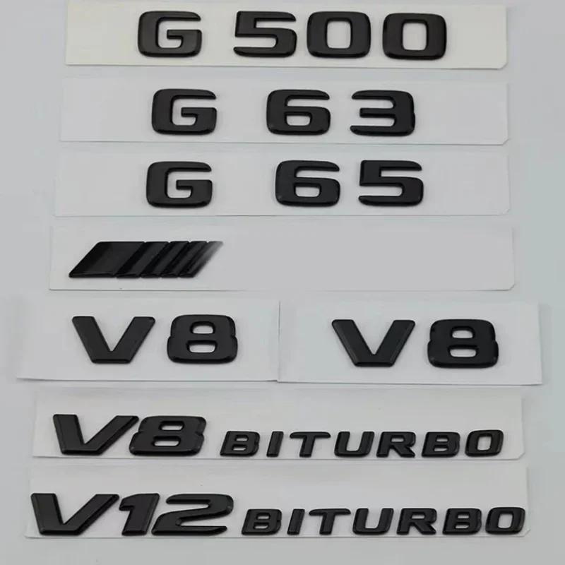 3D ABS Black Car Rear Trunk Badge Letters Logo G63 G65 G500 G550 V12 V8 BITURBO Emblem For Mercedes Benz W463 W464 Accessories