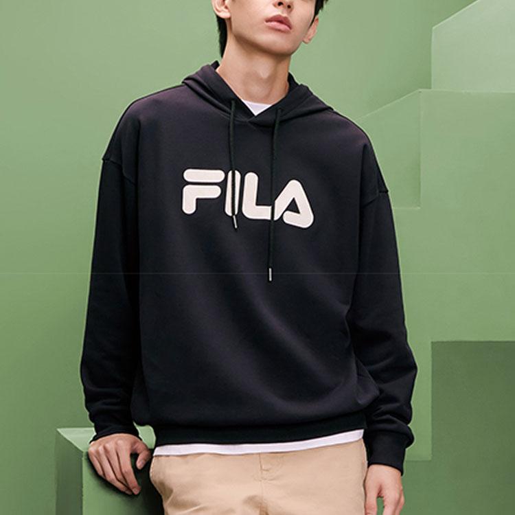 FILA Casual Loose Simple Classic Logo Hoodie Unisex Hoodies Black F51U238298F-BK