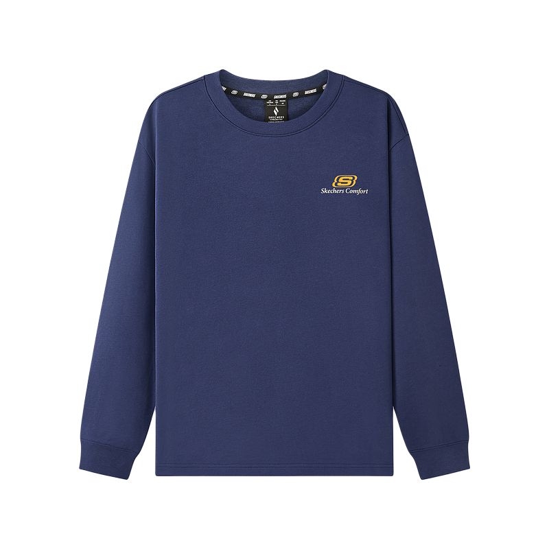 Skechers Casual Round Neck Loose Simple Long Sleeve T-Shirt Unisex Tops L126U003-00DU M