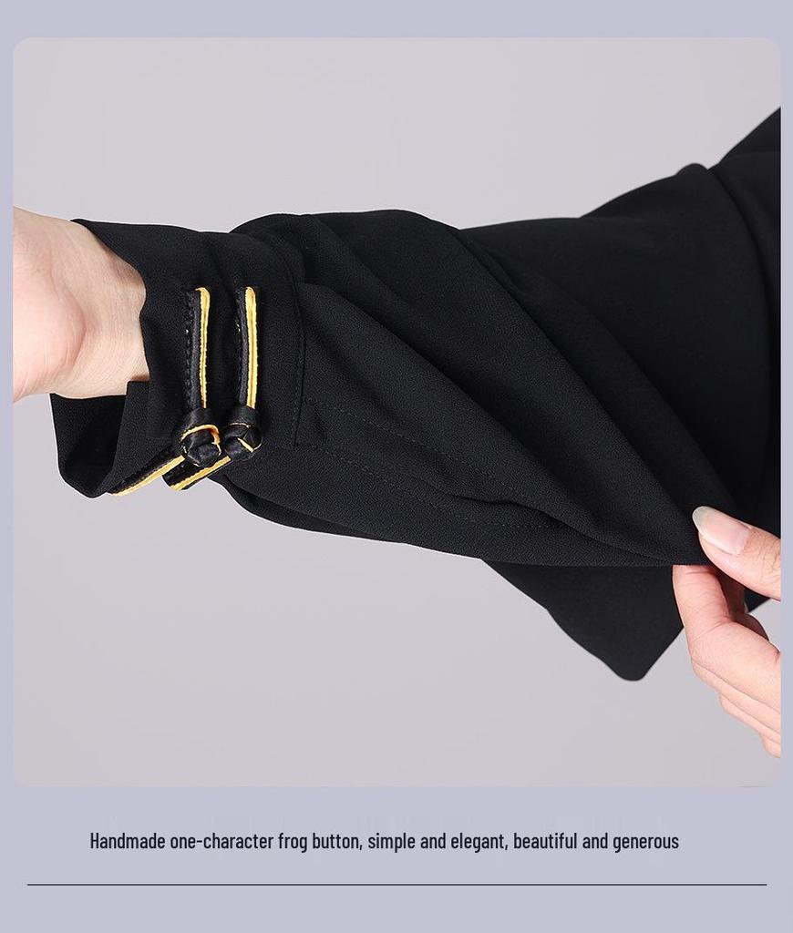 Tuta da Tai Chi Ricamata Hongji da Donna per Primavera/Estate/Autunno - Lunga, di Media Lunghezza, Nuovo Stile Cinese per Esercizio Mattutino e Arti Marziali