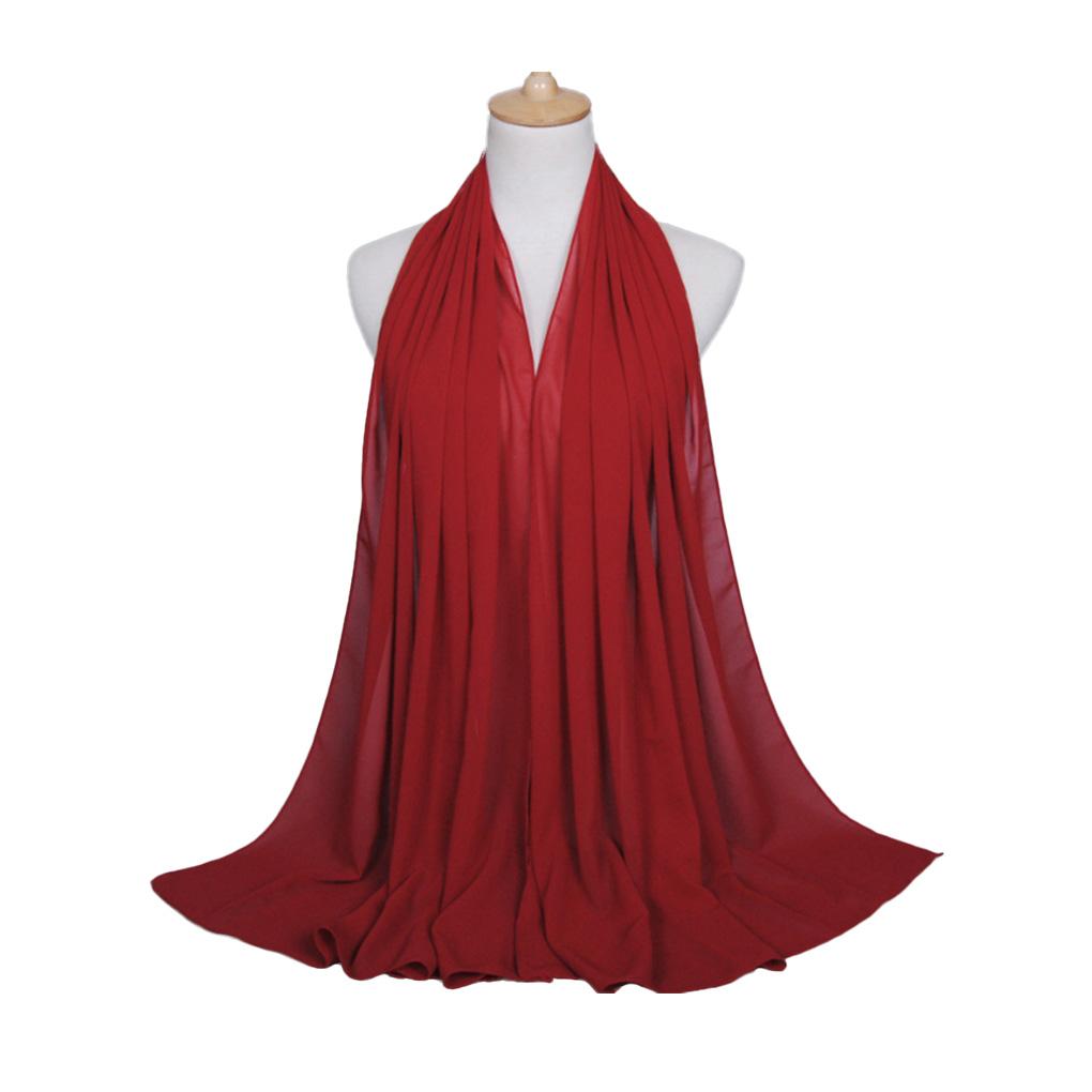 Pure Color 180*75cm Women Plain Bubble Chiffon Scarf Hijab Wrap Printe