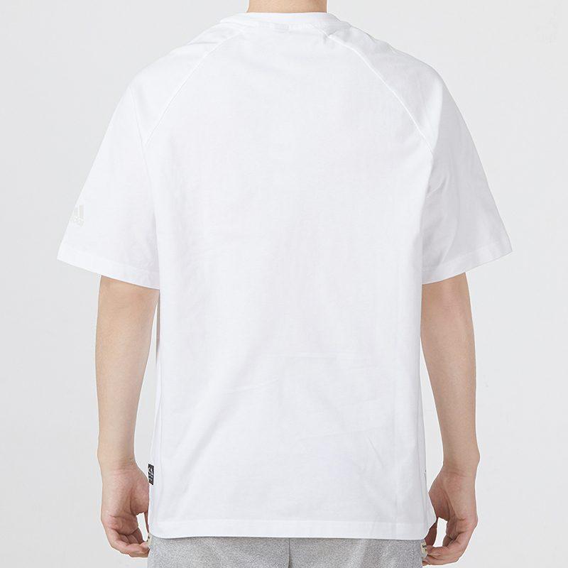 Adidas T Shirts Men's White Crew Neck Moderate Straight Fit HD0050