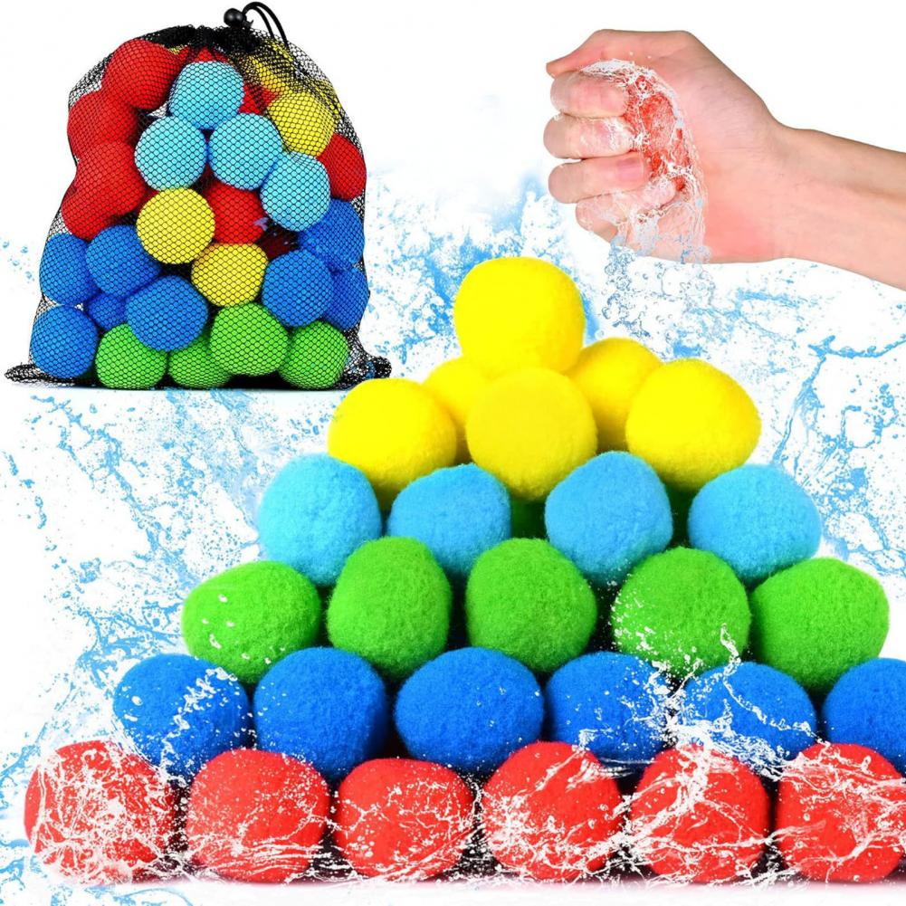 Water Reusable Balls Reusable Water Balloons For Pool Parties Quick-Fill Splash Balls For Kids Absorbent Outdoor For Summer