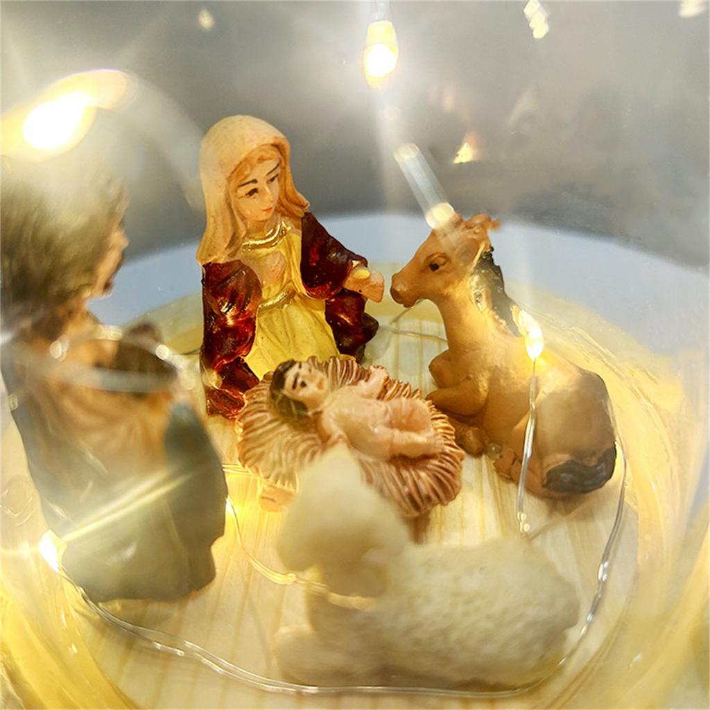 Glass Christmas Led Nativity Scene Figurine Glowing Ornament Crafts for Festival Wedding Birthday Party Decoration