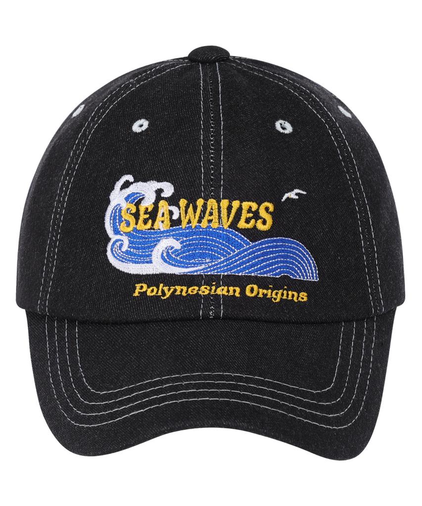 Ipidibellob Sea Wave Denim Stitch Ball Cap Black