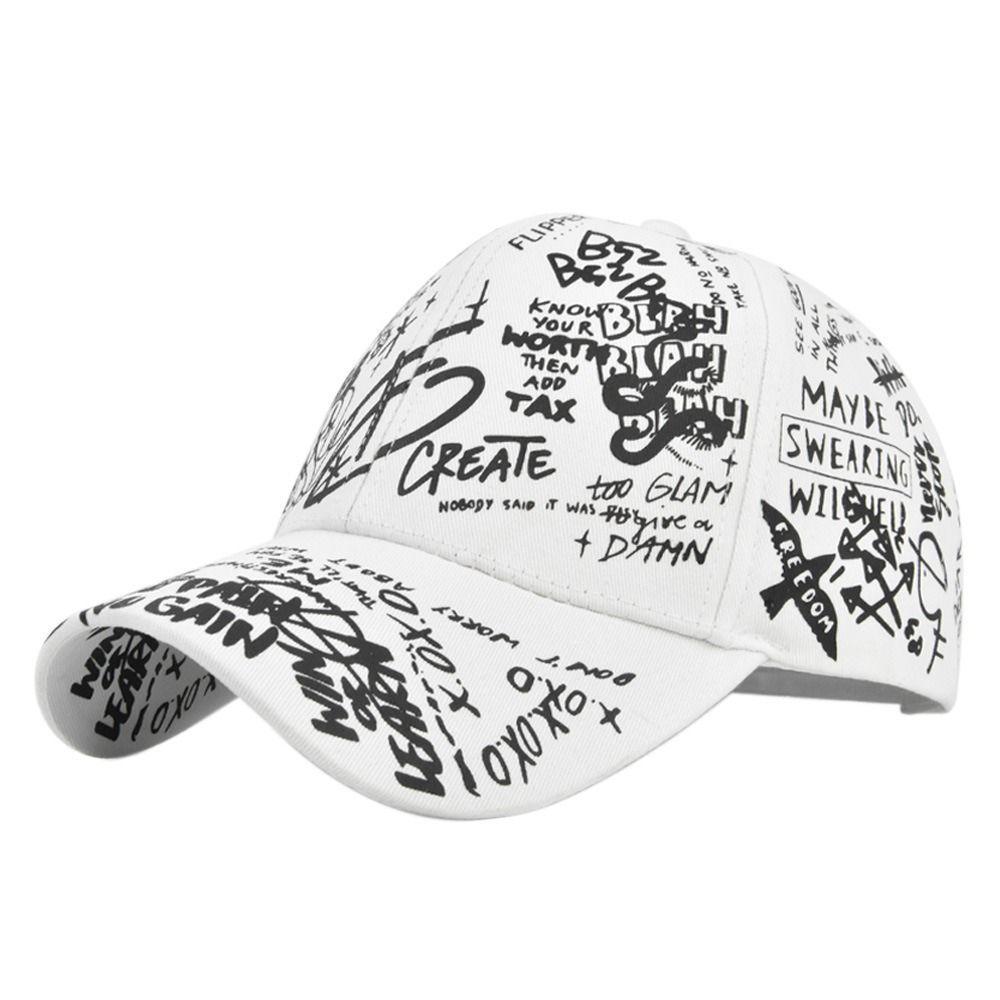 Hip Hop Personality Baseball Hat Printing Graffiti Hip Hop Baseball Cap  Summer