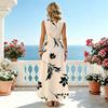 Minimalist Floral Maxi Dress Sleeveless,Flowy Hem,Soft & Breathable,Ideal for Beach Vacation,Daily Casual,Spring Fall Layering