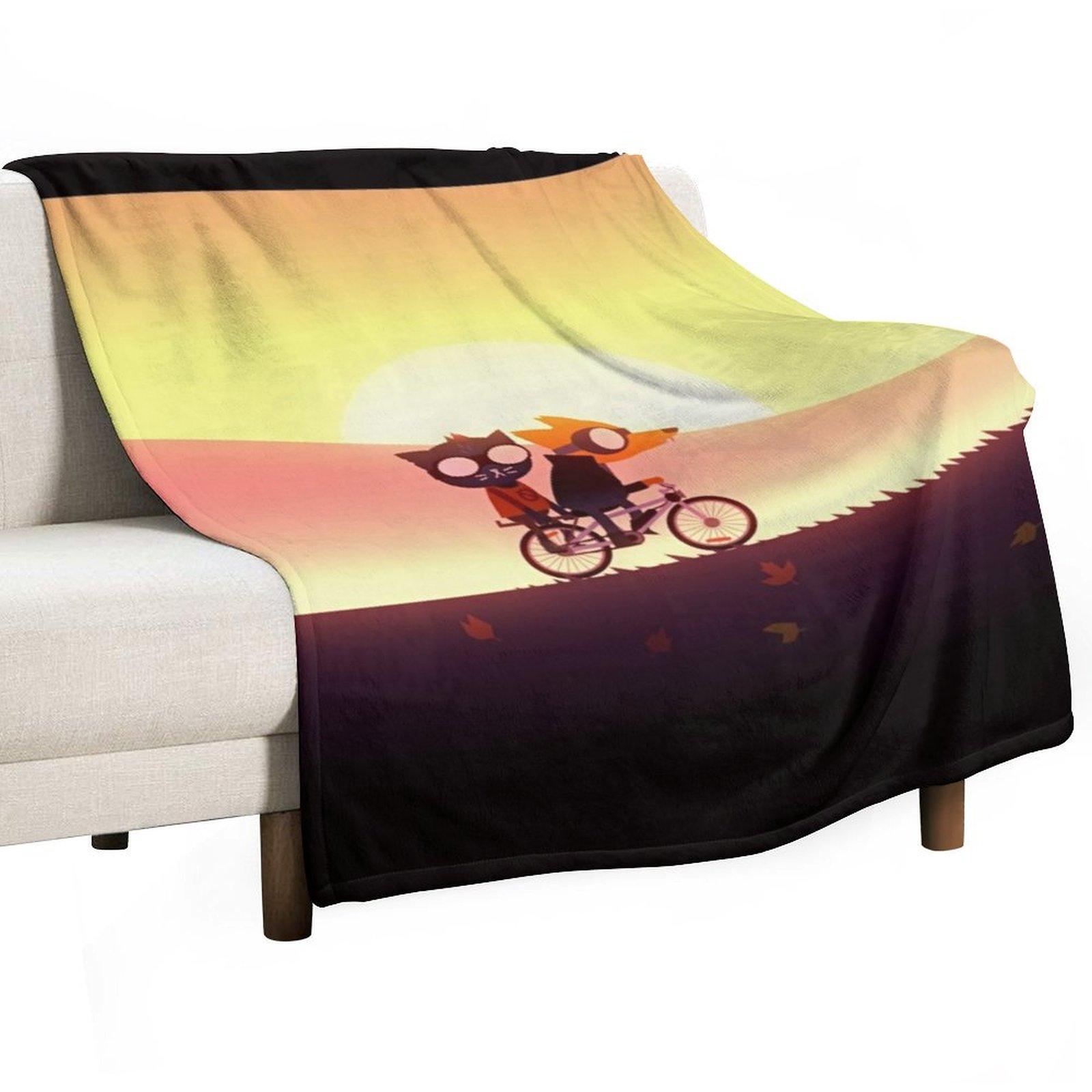 Ночь в лесу циклы плакат HD Плед Хэллоуин Движущаяся манга Декоративные пледы 30x40in