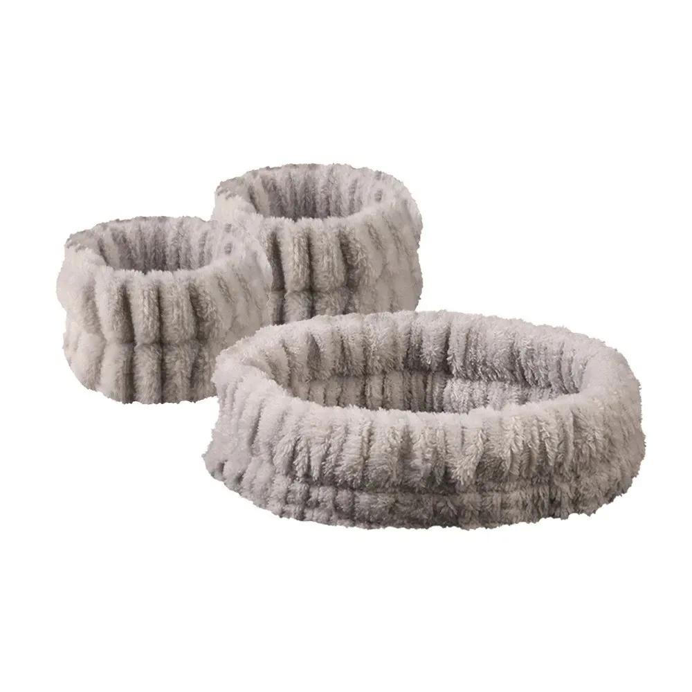 1/2/3pcs Bow Headband Wristband Set Towel Elastic Soft Washing Face Shower Make Up Yoga Sports Skincare Headband For Women Girls
