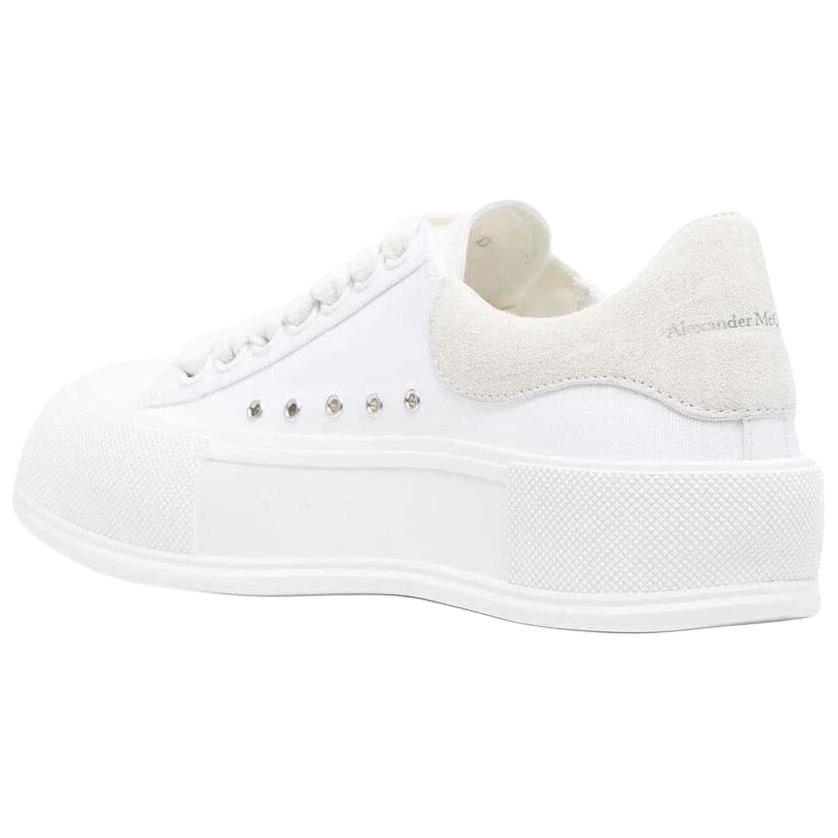 Alexander Mcqueen Deck Plimsoll Lace Up Trainers 'White Beige' 707680W4MV79000
