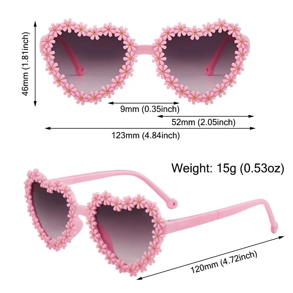 Retro Heart-Shaped Kids Daisy Sunglasses 3-18 Years Vintage Flower Sun Glasses Sun Protection Outdoor Eyewear for Boys Girls
