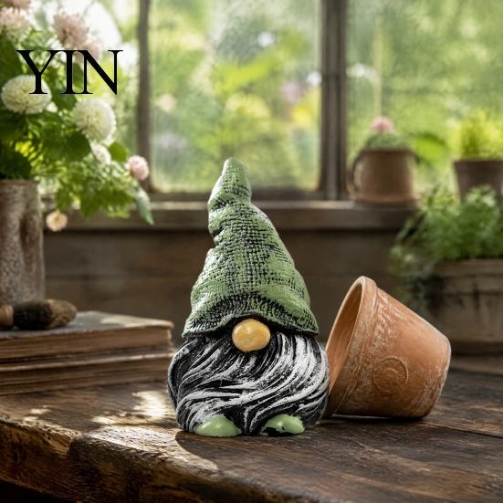 Miniature Landscaping Pieces Colorful Hat Gnome Resin Statue, Faceless Dwarf Figurine with Wrinkled Hat, Christmas Gifts Waterproof Garden Ornament,