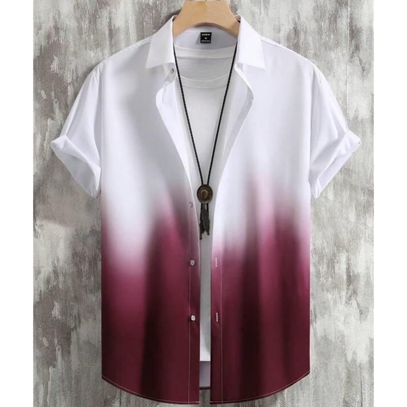 Herrenhemd Sommerkleidung Farbverlaufsdesign Grafik 3D-Druck Hemden Kurzarm Tops Streetwear Locker Lässig Hawaiihemden