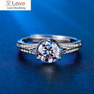 Imitasjon Mosan Zirkoniumring Dame Lys Luksus Temperament Sett med Zirkoniumring Europeisk og Amerikansk Stil Par Vielsesring