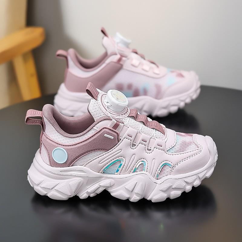 Girls 'swivel Button Sneakers 2026 New Children's Lightweight Breathable Soft-sole Running Shoes Physical